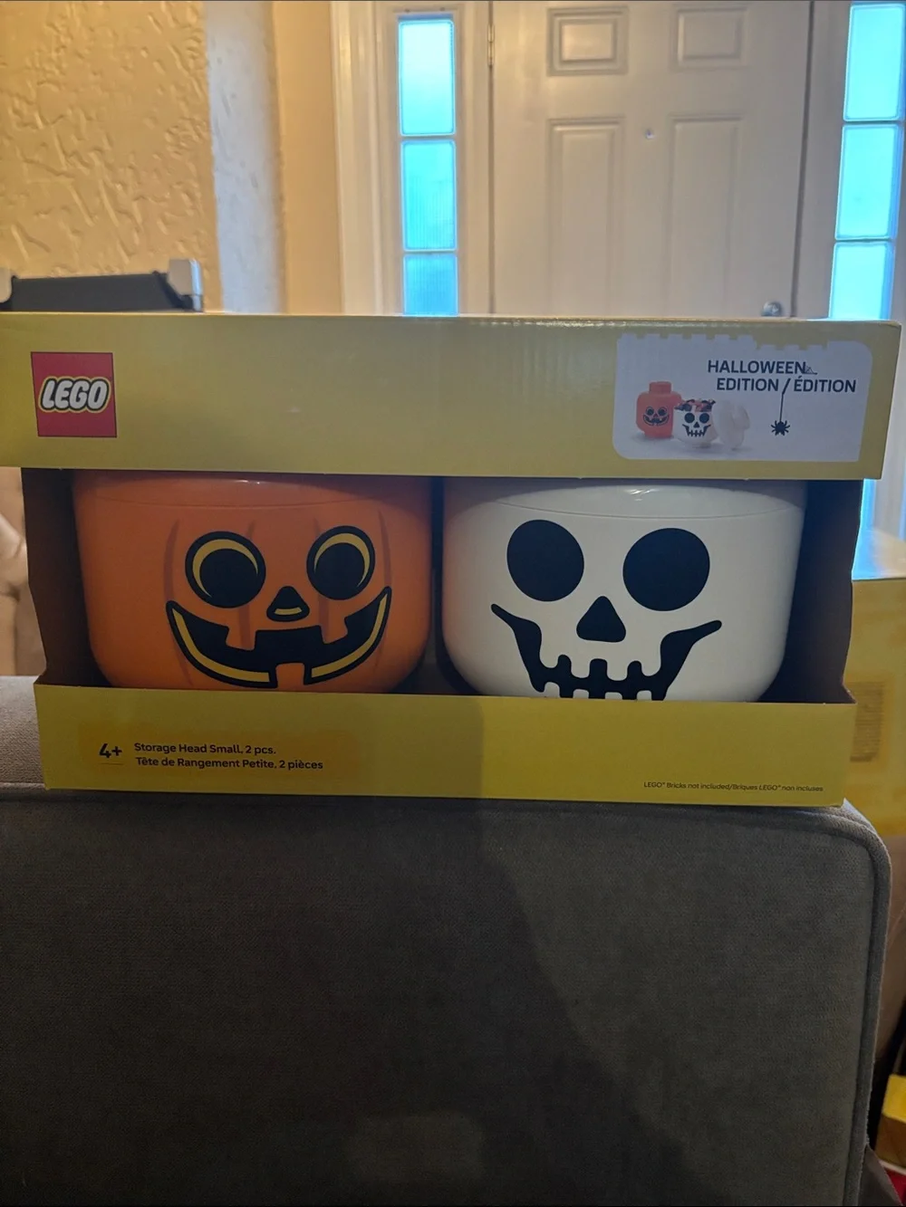 LEGO Halloween Jack-O'-Lantern and Skull Storage Heads - Orange & White